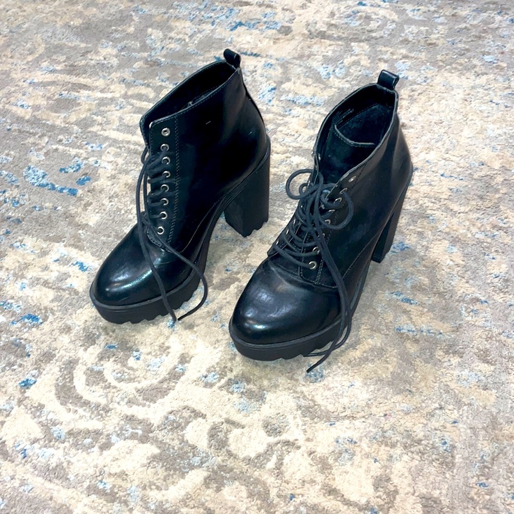 Casey Black Leather Platform Boot